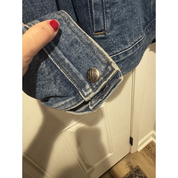 Vintage Harley Davidson Biker‎ Blues Denim Jacket Mens Biker Motorcycle M Coat - Picture 8 of 16